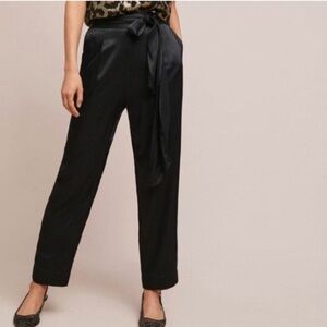 ANTHROPOLOGIE • ETT TWA Satin Tie Waist Pants Size 10